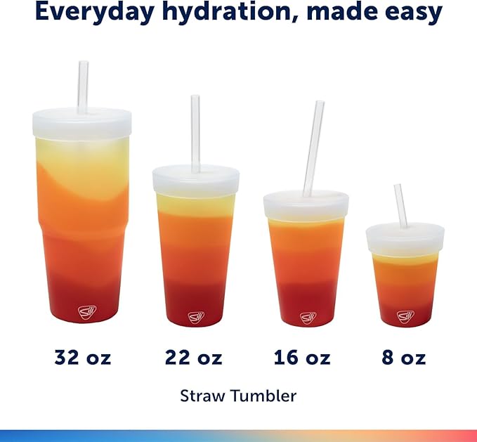 Silipint 32oz Silicone Straw Tumbler – BPA-Free, Non-Toxic, Unbreakable, Microwave, Dishwasher Safe – Perfect for Tea, Cold Water, Smoothies, Marigold - Pack of 2