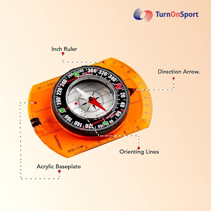 Orienteering Compass - Hiking Backpacking Compass - Advanced Scout Compass Camping and Navigation - Boy Scout Compass Kids - Childrens Compasses for Map Reading - Baseplate Compass Survival