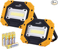 Sunzone Portable LED Work Light,AA Battery Powered Flood Lights,Super Bright Workshop Job Site Lighting for Camping, Hiking, Fishing, Car Repair with Emergency SOS Mode (2 Pack)