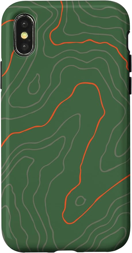 Backcountry Topo Guide Orange Lines Topographical Map Case for iPhone X/XS
