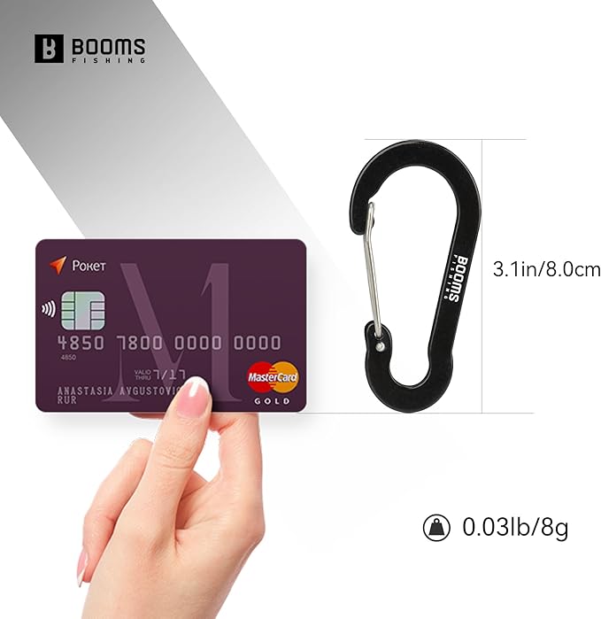 Booms Fishing CC5 Multi-Use Carabiner Clips, 10 Pack 2.3"/ 3.1" Caribeener Clips, Mini Keychain Caribeaner Clip, Aluminum D Ring Carabiners