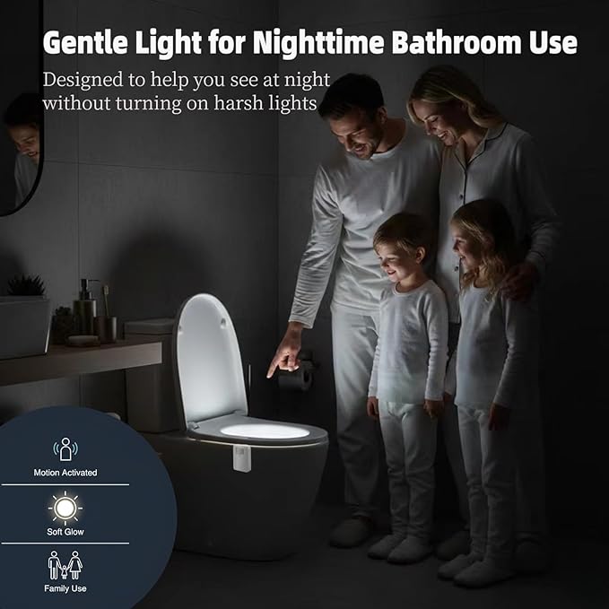 Chunace 4 Pack Toilet Night Light with Motion Activated Sensor, 16 Colors LED Nightlight Inside Bowl, Cool Stuff for Bathroom Decor Accessories, Unique & Funny Gadgets for Men/Kids 2025