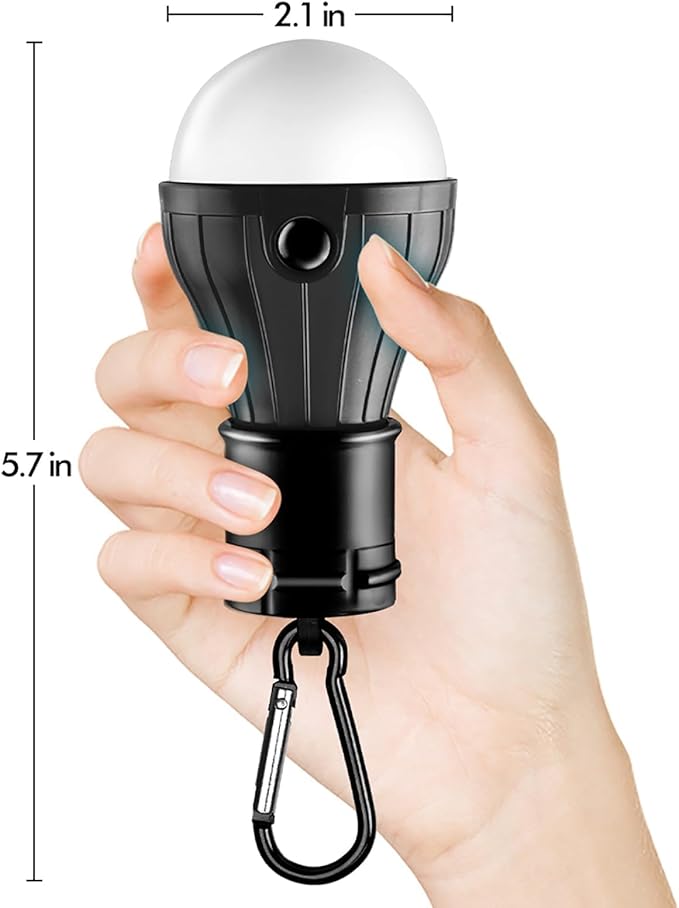 FLY2SKY Portable LED Tent Lamp Emergency Lights with Hook, Hurricane Bulb Lantern Equipment for Camping, Hiking, Backpacking, Fishing Outage, Multicolor, 4 Pack
