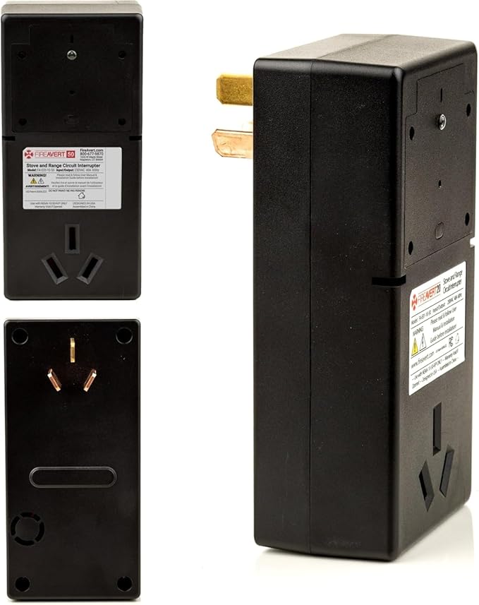 FireAvert - Electric Auto Stove Shut-Off Safety Device (3 or 4 Prong), Oven Monitoring Solution for Senior Citizen and Elderly Parents, As Seen On Shark Tank (3-Prong, 2 Pack)