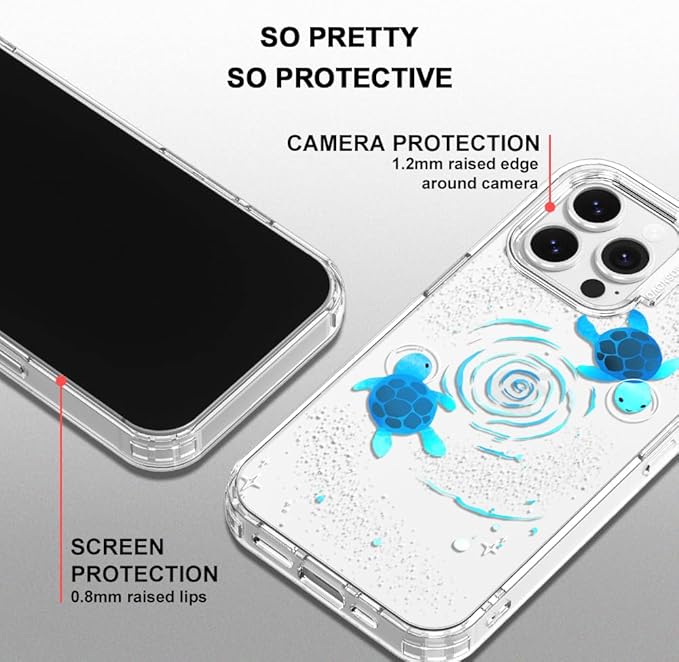 MOSNOVO Case for iPhone 14 Pro Max, [Buffertech 6.6ft Military-Grade Drop Protection] [Anti Peel Off Tech] Clear TPU Bumper Phone Case Cover Design - Space Turtle