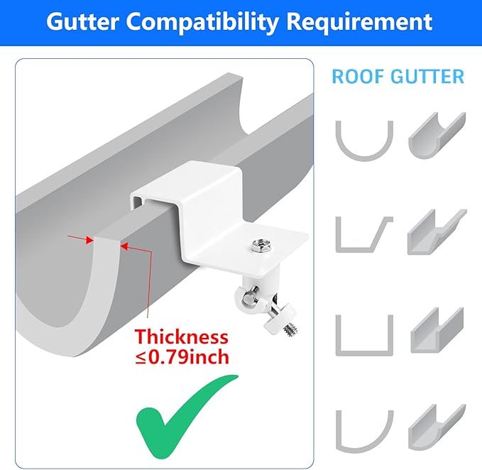 2Pack Gutter Mount Compatible with eufy Security SoloCam S220/C210, eufyCam 2C/2C Pro/S3 Pro, 3/S330, 2/2 Pro, 3C/S300, 360°Adjustable Weatherproof Mounting Bracket for Eufy Security Camera - White