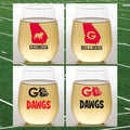 Wine-Oh! Set of 4 Shatterproof Designer 16 oz Plastic Wine Glasses MADE in the USA (GEORGIA BULLDOGS)