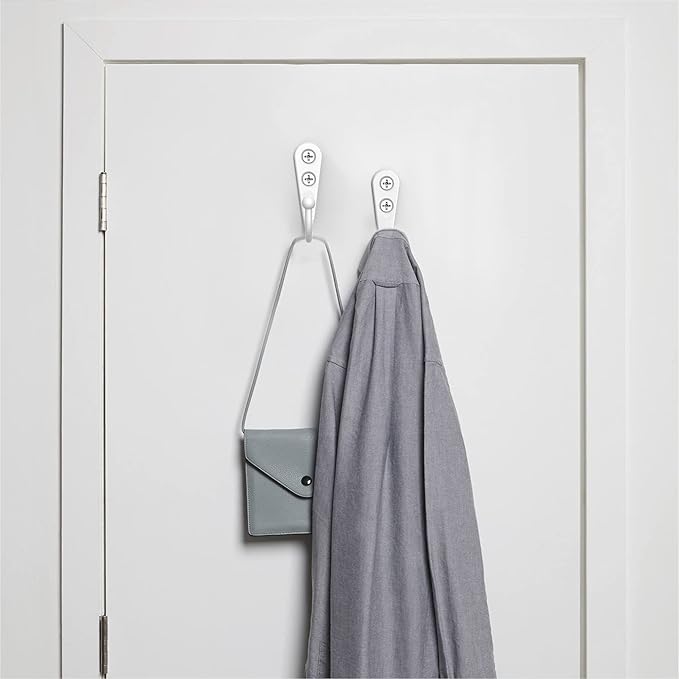 15 Pack Heavy Duty Coat Hooks Wall Mount, with 30 Mounting Screws, White Multi-Purpose Storage for Robe, Towel, Key, Bag, Coffee Mug