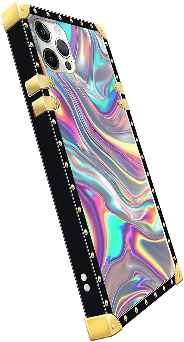 Compatible with iPhone 11 Pro Max Case, Holographic Abstract Iridescent Textures Luxury Golden Decoration for Girl Women Soft TPU Shockproof Protective Hard PC Back
