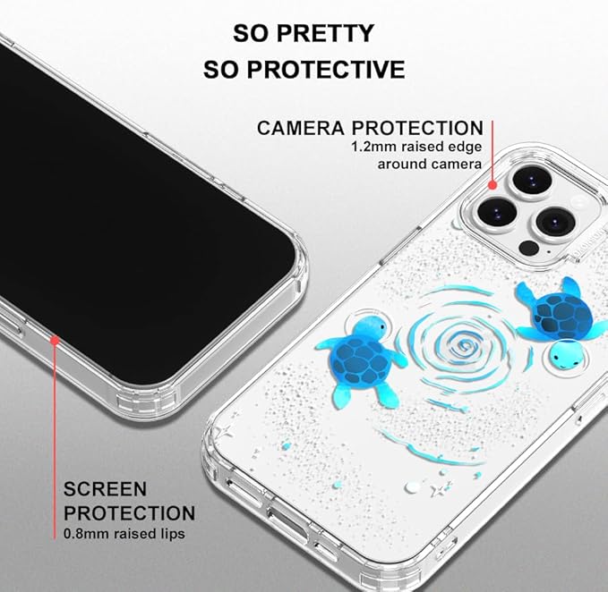MOSNOVO Case for iPhone 13 Pro Max, [Buffertech 6.6ft Military-Grade Drop Protection] [Anti Peel Off Tech] Clear TPU Bumper Phone Case Cover Design - Space Turtle