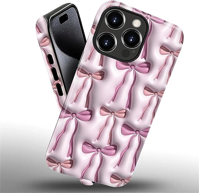 for iPhone 16 Pro Case,HL2 Abstract Ribbons Bows Hybrid 2 Layer Hard Shell Silicone Protective Pattern Design Case