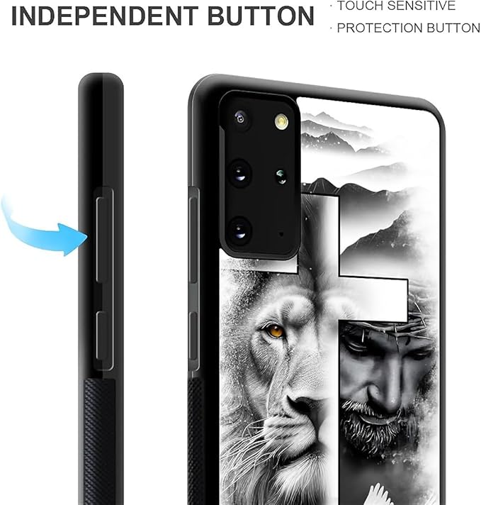 for Samsung Galaxy S20 Plus Case, Lion Cross Jesus Christ Dove Pattern Graphic Design Girl Boy Soft Silicone Hard Acrylic Shock Protection for Samsung Galaxy S20 Plus
