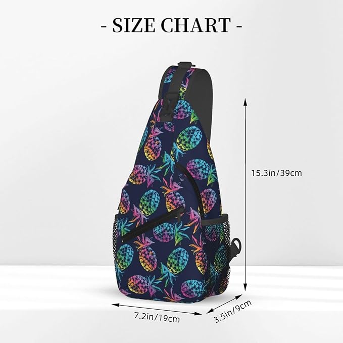Tropical Fruits Pineapple Sling Bag For Women Men Fashion Backpack Crossbody Shoulder Bag Sling Backpack Chest Bag Travel Hiking Casual Sport Daypack
