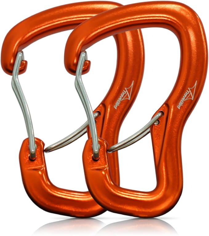 Heavy Duty Carabiner Clip Hook 8KN (1763 lbs), 2 PCS Ultra-Light Aluminum Caribeaners with Double Door D Ring Shape, for Hammock, Camping, Hiking, Backpacking, Dog Leash, Keychain Clip