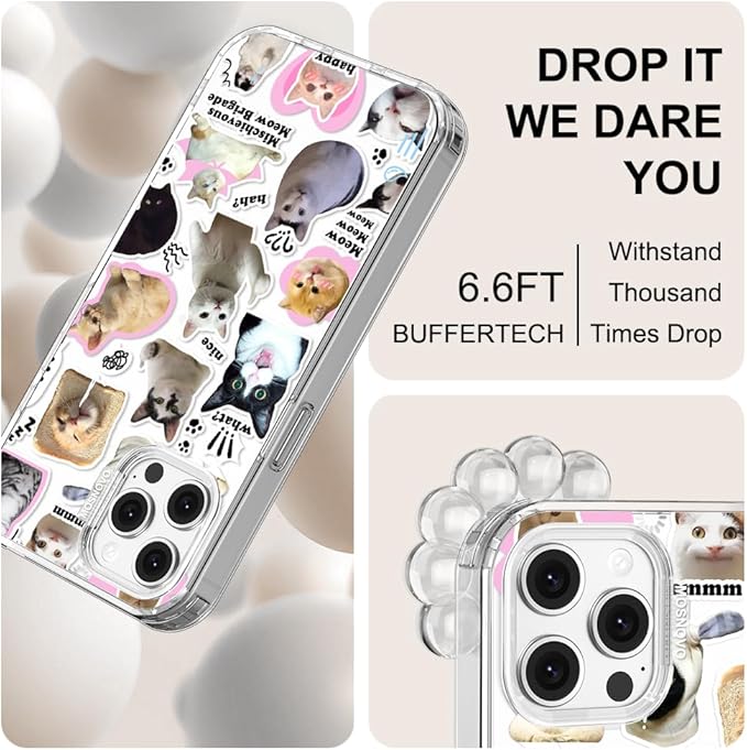 MOSNOVO Case for iPhone 12 & iPhone 12 Pro, [Buffertech 6.6ft Military-Grade Drop Protection] [Anti Peel Off Tech] Clear TPU Bumper Phone Case Cover Design - The Cat Brigade