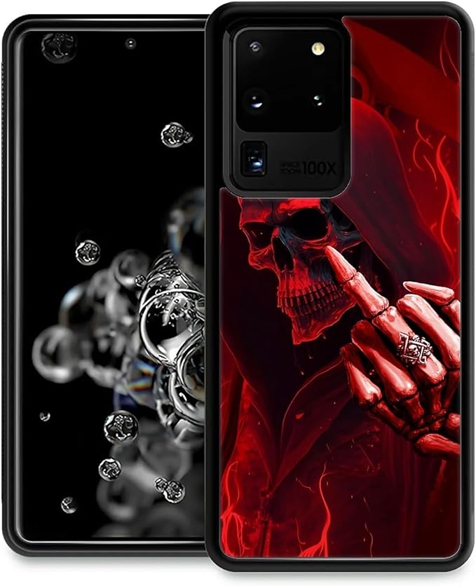 for Samsung Galaxy S20 Ultra Case, Gestures Funny Skull Pattern Graphic Design Girl Boy Soft Silicone Hard Acrylic Shock Protection for Samsung Galaxy S20 Ultra