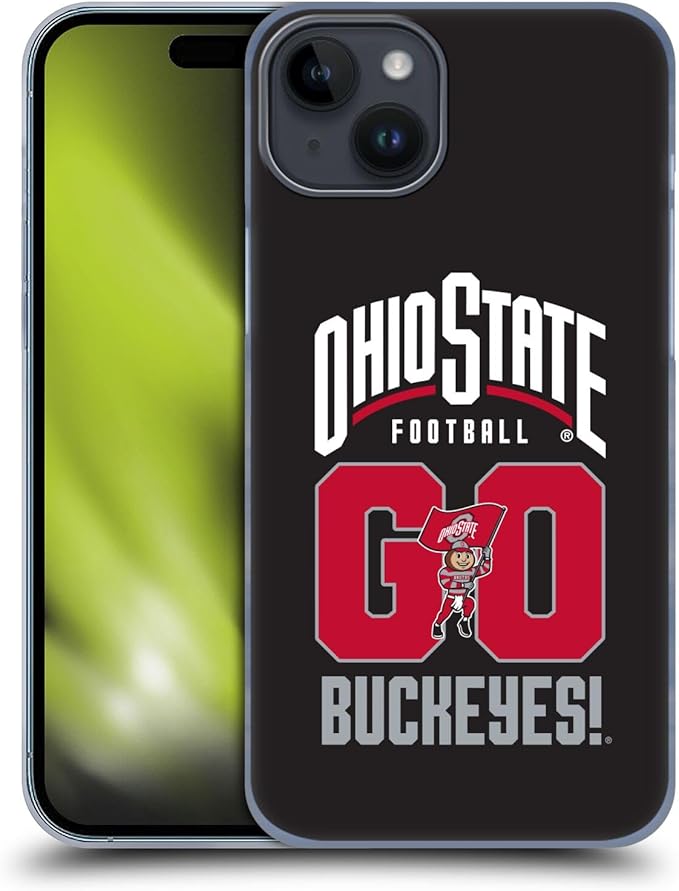 Head Case Designs Officially Licensed Ohio State University Go Buckeyes Football Graphics Hard Back Case Compatible with Apple iPhone 15 Plus