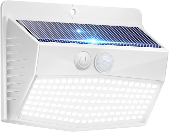 Peasur 1 Pack Solar Motion Lights Outdoor, Solar Security Light with 3 Modes, IP65 Waterproof Flood Lights Outside for Camping Garden Patio Garage Backyard, White