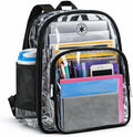 K-Cliffs Large Transparent Backpack Clear Heavy Duty School Bag Durable Student Bookbag See Through Vinyl Daypack Workbag