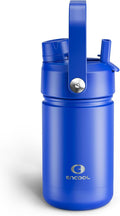 Kids Insulated Water Bottle with Straw - 12oz Stainless Steel Water Bottle with Dual Spouts, Leak-Proof, BPA-Free, Double Wall Vacuum Keeps Cold for 24 Hours for Sports, Travel, School (Royal Blue)