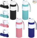 LemonRoad 4 Pcs 26 oz Silicone Collapsible Water Bottle, Portable Foldable Water Bottle Leakproof with Carabiner Reuseable Lightweight for Travel Sports Hiking Camping Cycling Office (Multicolor)