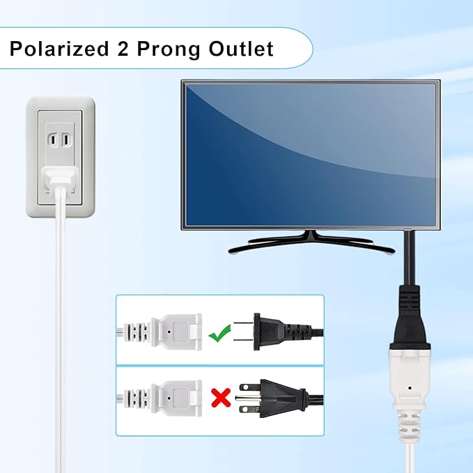 10FT 2 Prong Indoor Extension Cord,Thin White Extension Cords Male/Female Power Cable for Home Office Outdoor, 18/2 ETL Listed 10 FT Extension Cord