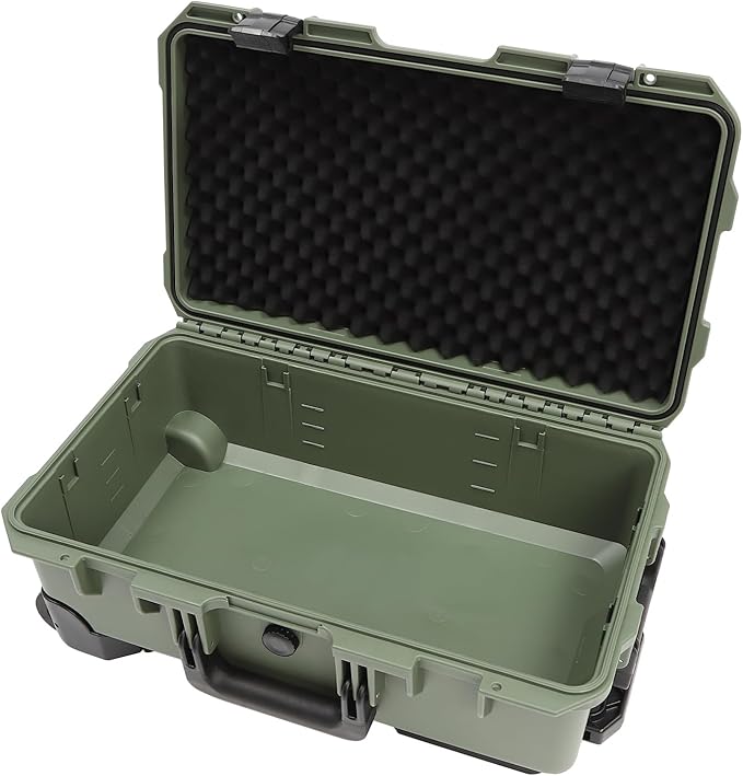 22" Weatherproof Hard Case Rolling Waterproof Case Dry Box with Foam Protective Cases Shockproof Hard Travel Cases For Cameras Lenses Electronic Equipment (Green)