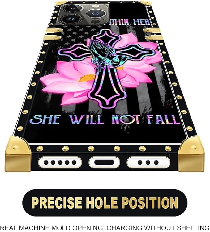 Compatible with iPhone 13 Pro Max Case, Praying Cross Hands Luxury Golden Decoration for Girl Women Soft TPU Shockproof Protective Hard PC Back for iPhone 13 Pro Max