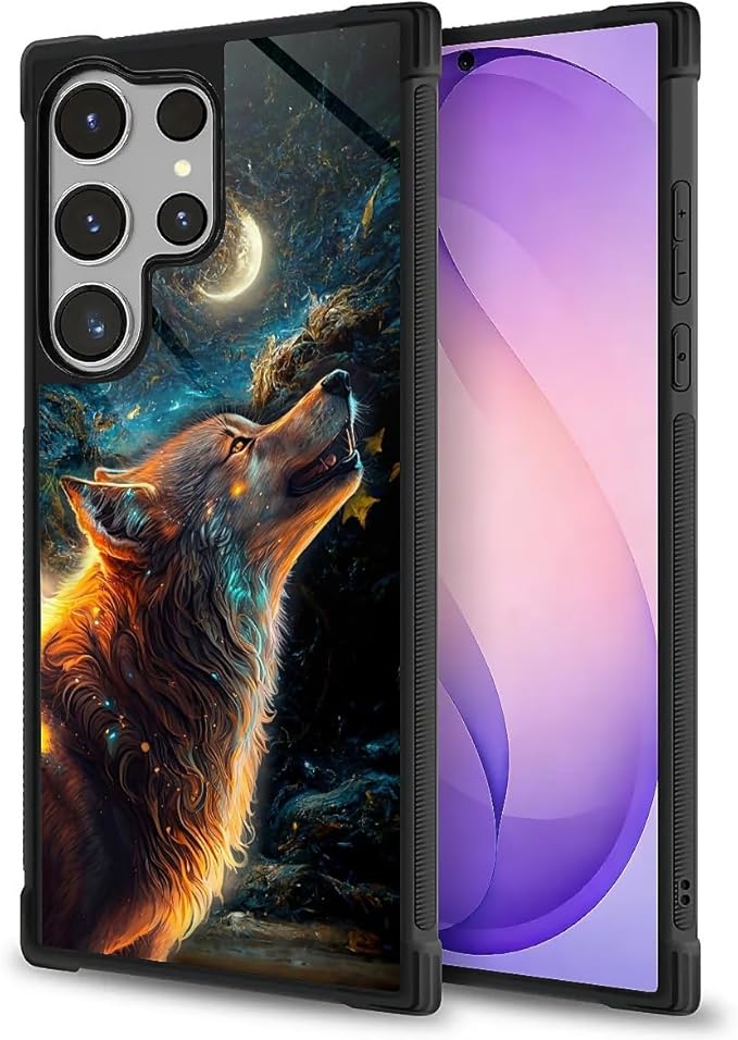 for Samsung Galaxy S26 Ultra Case,Graphic Design for Girl Boy Soft Silicone Hard Acrylic Shock Protection Designed for Samsung Galaxy S26 Ultra Star Cave Hungry Wolf Pattern