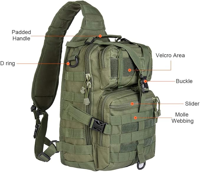hopopower Tactical Sling Bag, Sport Bag Military Rover Shoulder Backpack EDC Assault Range Bag, Chest Pack Handbag Waterproof