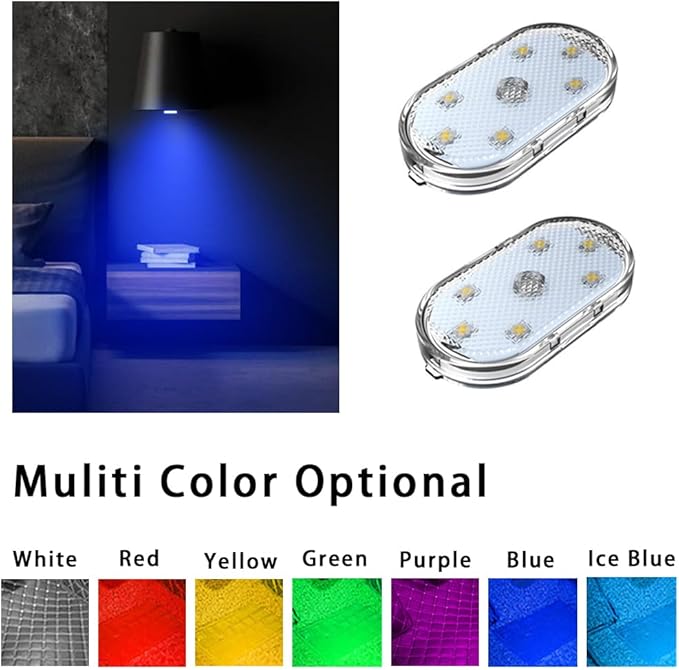 Mini LED Closet Light Wireless Touch Light USB Rechargeable Multi Color Cabinet Lighting for Bedroom Wardrobe Counter Kitchen (4Pcs/Pack) (Purple)