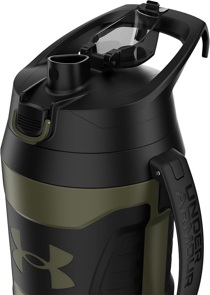 Under Armour Half Gallon Water Bottle Insulated, 64oz Insulated Water Bottle with Handle, Fence Hook, Leak Resistant, for Baseball, Football & More - Marine OD Green