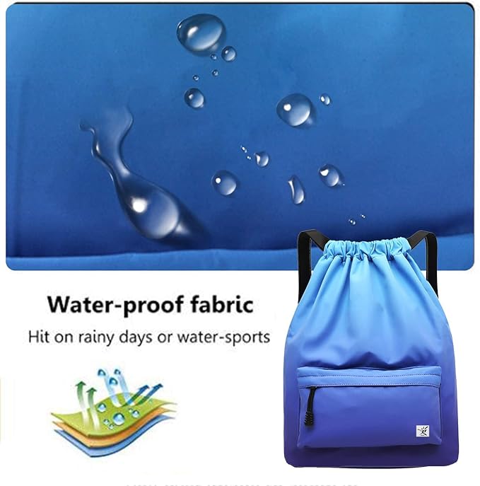Waterproof Drawstring Bag, Gym Bag Sackpack Sports Beach Backpack for Men Women