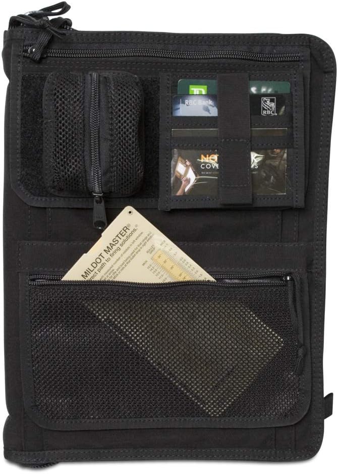 Tactical Admin Notebook Cover System, Zippered Map Case, Fits US Standard & A4 Notebooks (Black)