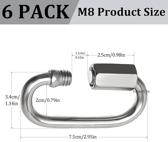 Locking Carabiner Clips, Stainless Steel Spring Snap Hook Locking Carabiner Heavy Duty - 304 Premium Stainless Steel Thumb Screw Carabiner Clip