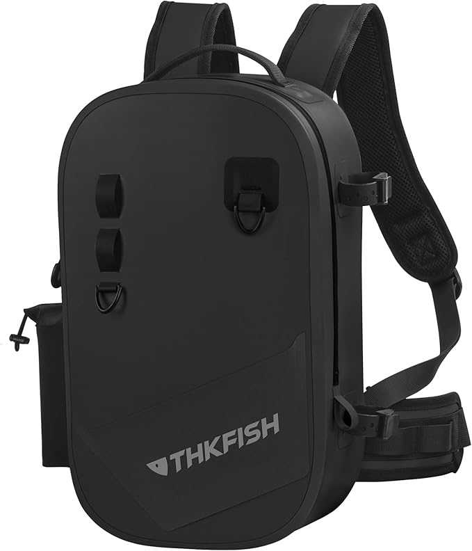 THKFISH IPX8 Waterproof Fishing Backpack with Rod Holder, Lightweight Fishing Sling Bag, Move Freely Fish Gifts for Men
