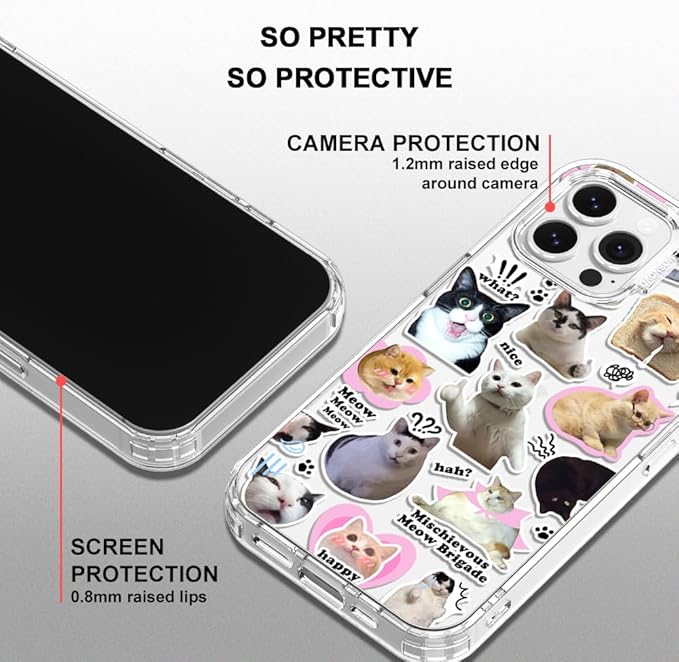 MOSNOVO Case for iPhone 13 Pro Max, [Buffertech 6.6ft Military-Grade Drop Protection] [Anti Peel Off Tech] Clear TPU Bumper Phone Case Cover Design - The Cat Brigade