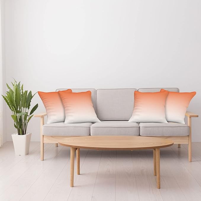 Ambesonne Ombre Decorative Throw Pillow Case Pack of 4, Scorching Sunset in The Hot Desert Inspired Dusk Orange Ombre Digital Art Design Print, Cushion Cover for Couch Living Room Car, 20", Orange