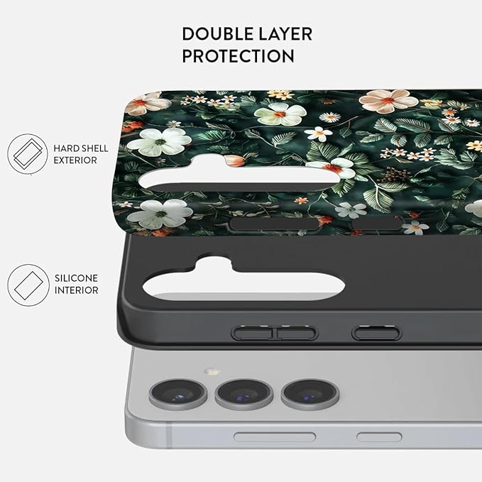 Compatible for Samsung Galaxy S26 5G Case, Dual Layer Heavy Duty 2 in 1 Shockproof Protective Phone Case,Floral Elegance