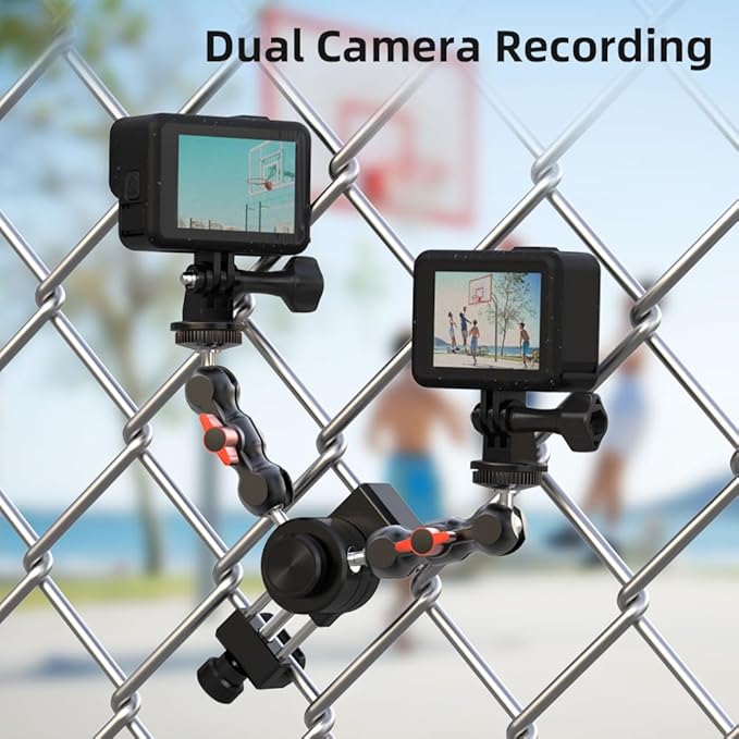 SUREWO Aluminum Fence Mount for Go pro,iPhone, Phone, DJI Osmo Action 4/3/2, Insta360,Mevo Start for Baseball Softball Tennis Recording, Cameras Net Chain Link Fence Clip Mount Holder