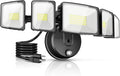 Onforu 150W 15000LM Dusk to Dawn Outdoor Lighting,5 Heads Plug in Flood Lights,6500K Super Bright Automatic Black Outdoor Lighting,IP66 Waterproof Hardwired LED Security Lights for Garage,Yard,Outside