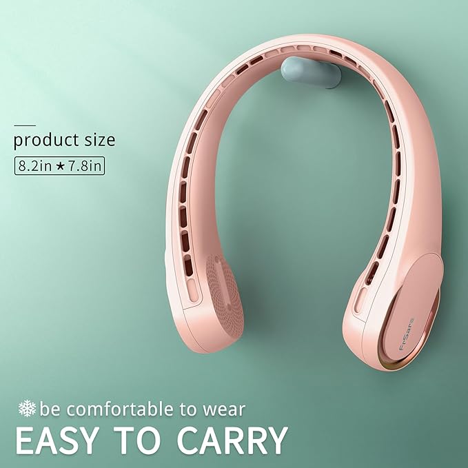 FrSara Neck Fan, Portable Personal Fan Strong Wind, 4000mAh, Air Volume,360° Cooling, No Hair Twisting, Air Volume On 2 Sides, Non-Slip, Quick Charge, Long Use Time, Gift for Women, Men, Birthday