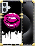 Compatible with iPhone 16 Plus Case, Black White Red Slap Sexy Luxury Golden Decoration for Girl Women Soft TPU Shockproof Protective Hard PC Back iPhone 16 Plus Case