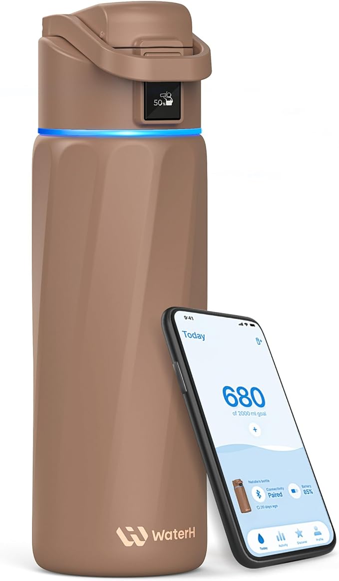 BOOST Smart Water Bottle that Reminds You to Drink, 24oz BPA-Free Stainless Steel Vacuum Insulated, Wide Mouth Water Tracker Bottle with APP for School, Gym, Office, Ideal for Mother's Day