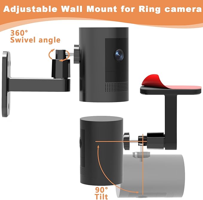 3Pack Camera Wall Mount,Compatible with R-ing Stick Up Cam Battery/Outdoor Cam Plus/Plug-in/Pro/Indoor Cam(1st Gen),360 Degree Adjustable No Drilling Mount for Outdoor Indoor Cameras,Black