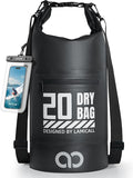 Lamicall Waterproof Dry Bag with Phone Pouch, Floating Roll Top Backpack, 20L, Black