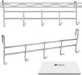 CroBlissful 2 Pcs 5 Hook Attachment for Wire Shelving 1.5 x 12 x 4 Inch Hanging Hooks Rack Wire Chrome Plated Steel Shelf Accessories Metal Hook Bars for Storage Display Organizer (Chrome)