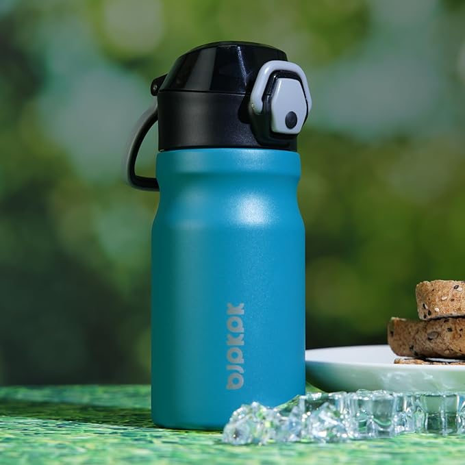BJPKPK Stainless Steel Insulated Water Bottle with Straw Lid 14oz Reusable Metal Thermal Flask Bottles Keep Cold and Hot,Laguna