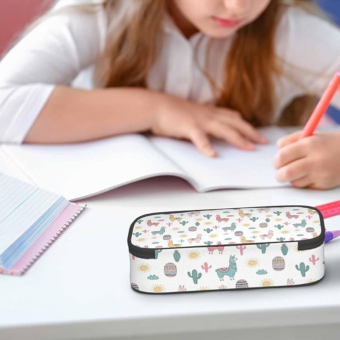 Llama Camels Pencil Case Cactus Alpacas Cacti Plants Animal Pencil Bag Pen Markers Pouch Holder Organizer for Boy Girl School Students