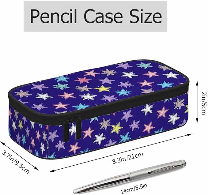 Colorful Stars Pencil Case Woven Stars Purple Blue Red Pencil Bag Pouch Box Organizer for College School Students Boy Girl